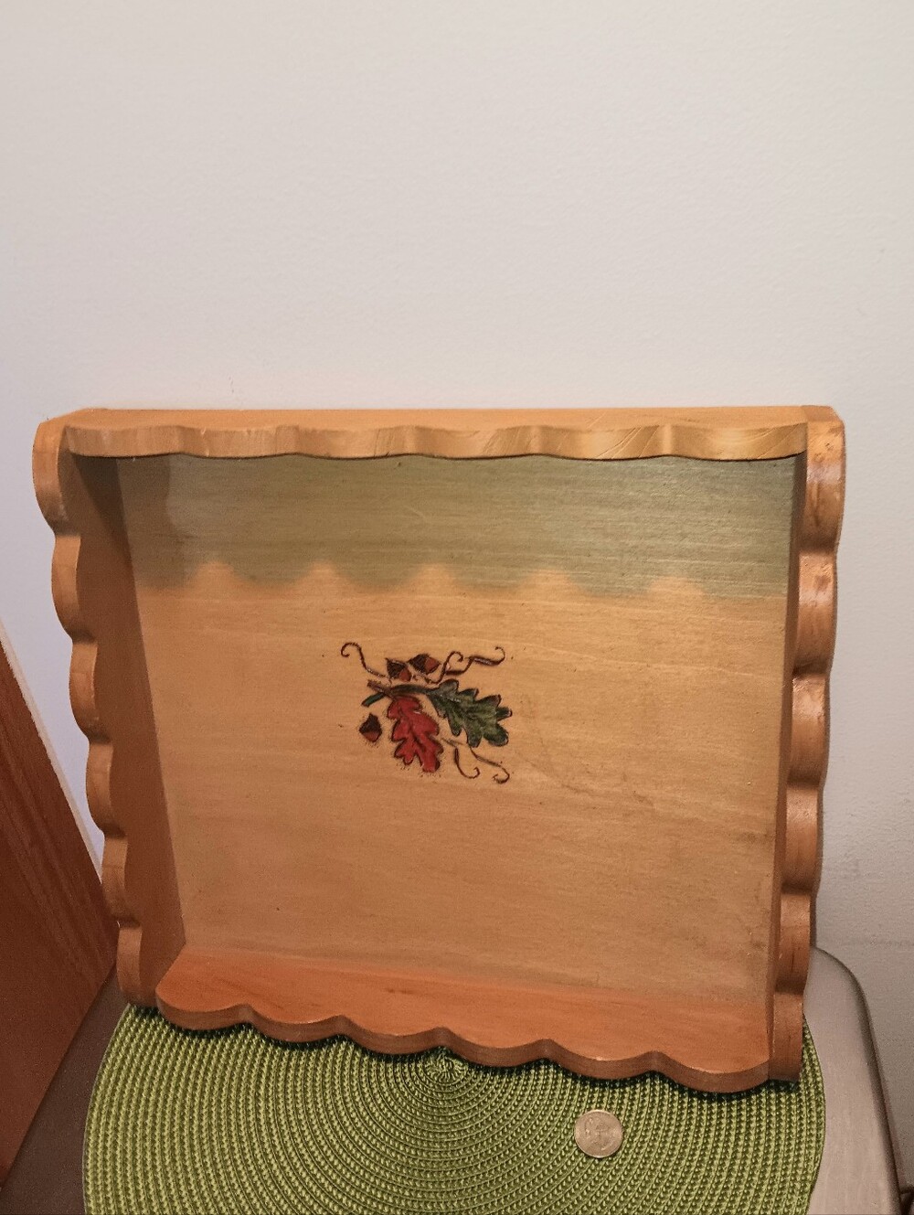 Vintage Serving Tray, Handcrafted Autumn-Themed, Wooden